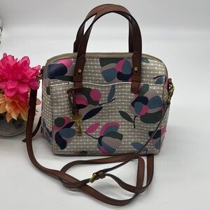 Fossil Multicolor Floral Satchel